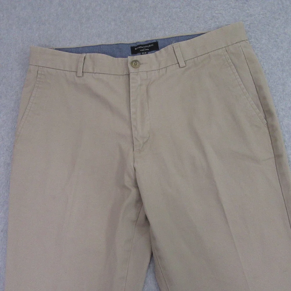 Banana Republic Mens Aiden Chino Pants 34 x 26 Beige Flat Front Pocket‎